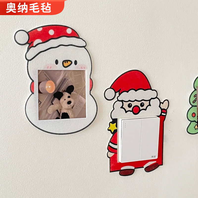 Wholesale Santa Claus Elk Felt Switch Sticker Cartoon Cute Christmas Scene Layout Felt Switch Cover