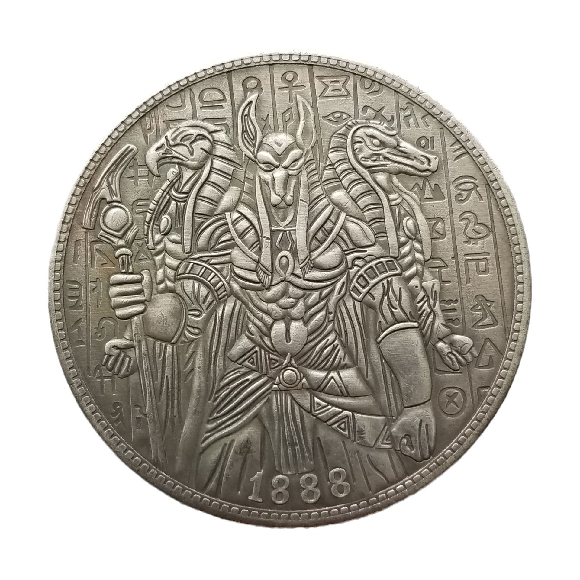 Antique Crafts 1888 Tramp Coin Brass with Silver Plating Material # 4643