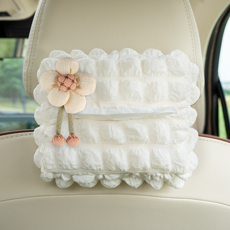 Puff car tissue box car armrest box sun visor seat hanging paper box cute car tissue box