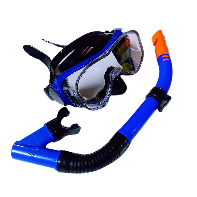 Foreign Trade New Cross-Mirror Large Frame Pc Diving Goggles Semi-Dry Snorkel Set Swimming Snorkeling Frog Goggles Swimming Equipment