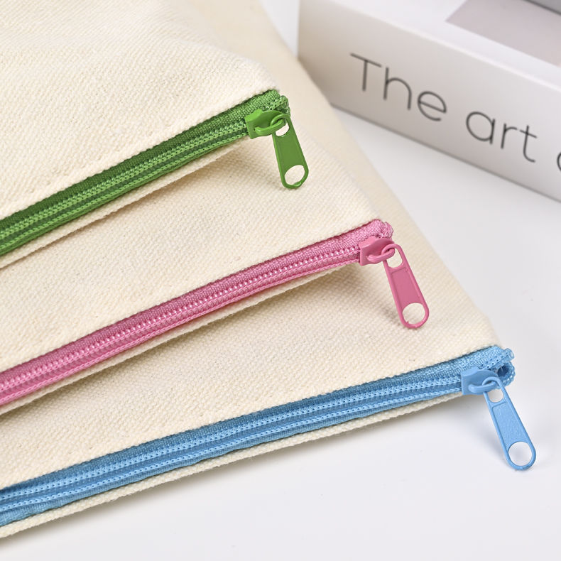 Blank Zipper Canvas Pencil Bag Cosmetic Bag Toiletry Bag Storage Bag Canvas Bag Amazon Cross-Border Portable Pencil Bag