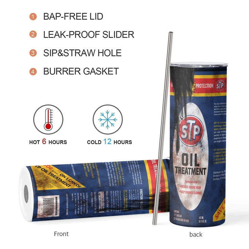 20oz Vintage Engine Oil Filter Skinny Tumblers with Straws A