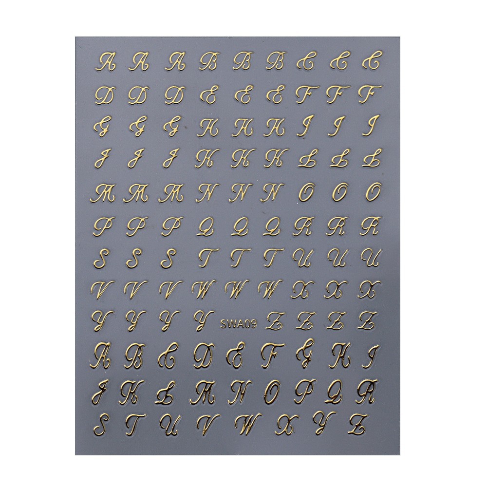 New Nail Art Stickers Wholesale Export Hot-Selling Japanese Style Retro English Letters 3D Nail Adhesive Decals Nail
