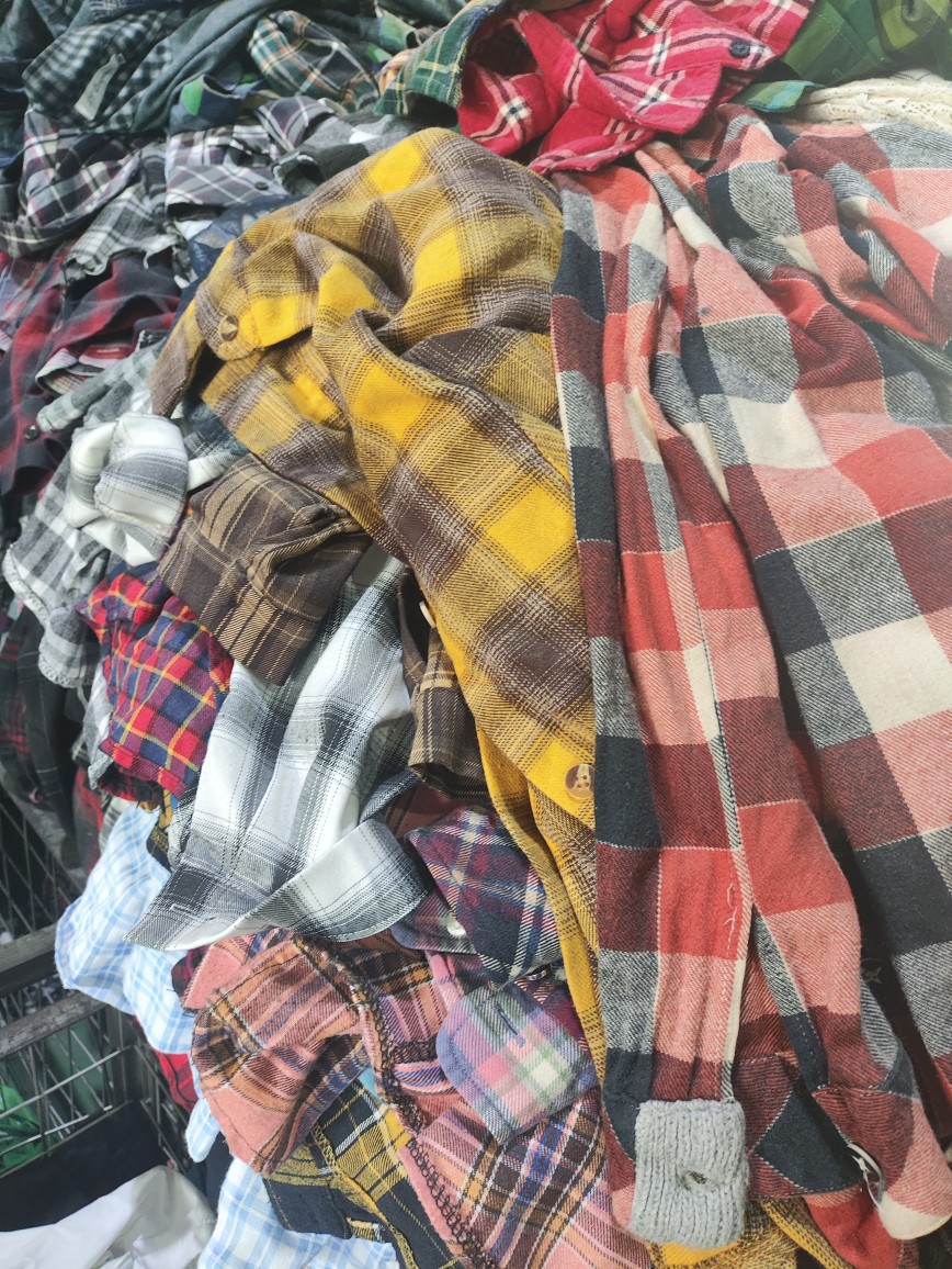 Second-Hand Clothes, Old Plaid Shirts and Jackets Exported to Africa and Southeast Asia, Live Broadcast Supply, Selected Vietnamese and Thai Retro Designs
