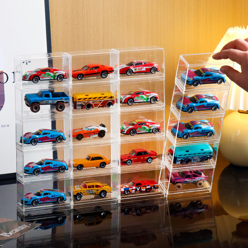 Hot Wheels Display Box Transparent Dustproof Stackable Children's Alloy Car Model Tomeka Storage Box