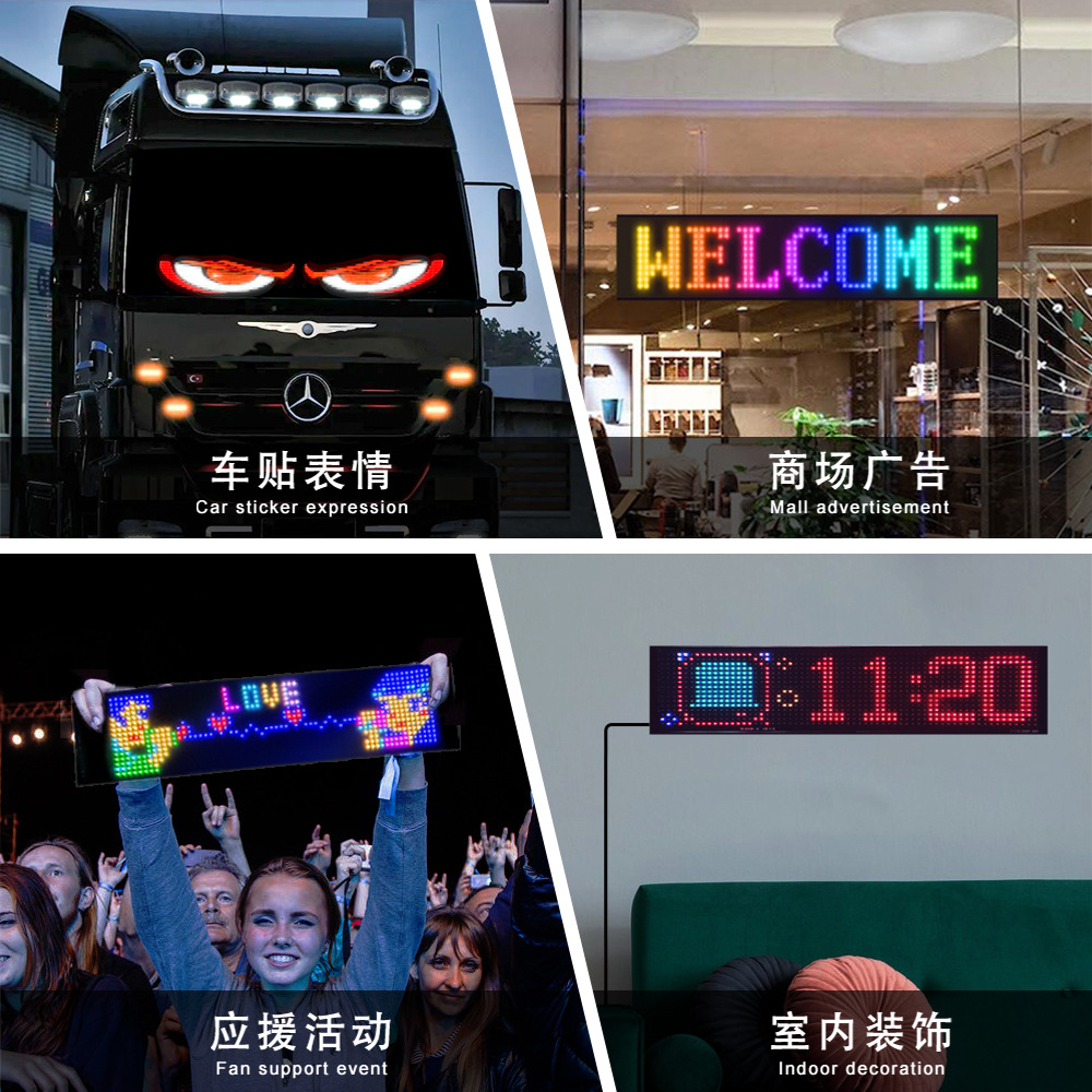 Led Soft Screen Devil's Eye App Bluetooth Car Advertising Screen Flexible Screen Full Color Smart Car Sticker Ip65 Waterproof