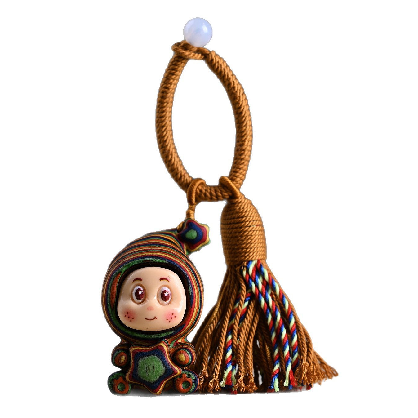 Rainbow Wood Internet Celebrity Healing Star Cartoon Cute Tassel Bag Keychain Toy Pendant Waist Badge Accessory