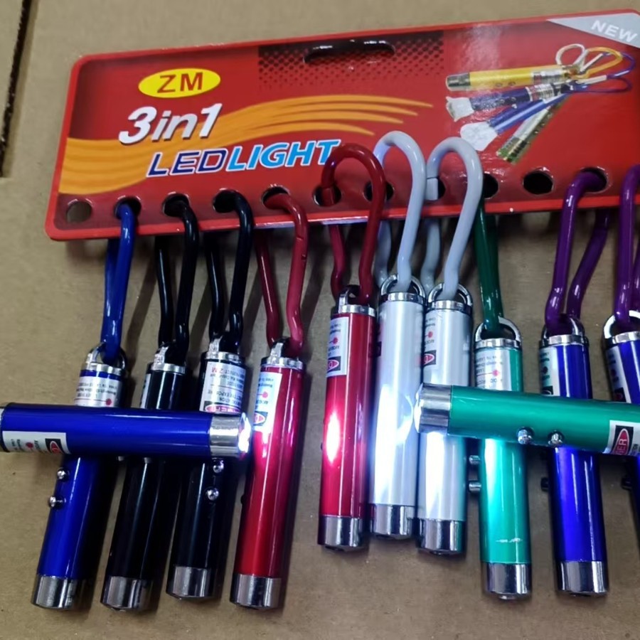 Multifunctional Plastic Buckle Hanging Card Straight Tube Three-In-One Laser Light Purple Light White Light Strong Light Laser Pen Purple Light Laser