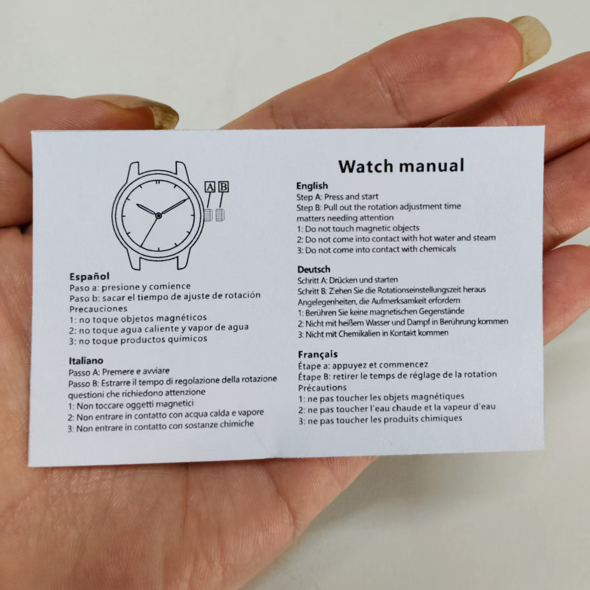 5 Mandarin Instructions Quartz Watch Mechanical Watch Instructions Printed Black and White Color Installation Instructions