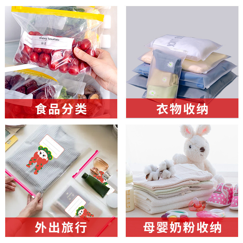 Pe Food Preservation Bag Household Thickeneded Transparent Zipper Bag Refrigerator Frozen Food Packaging Bag Writable Food Bag