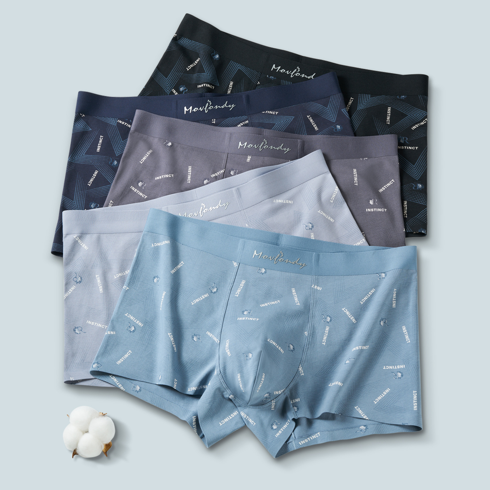 Men's Underwear Boxer Briefs 10A Antibacterial and Antibacterial Printed Boxer Briefs Mid-Waist Short Bottoms Men's Breathable Wholesale