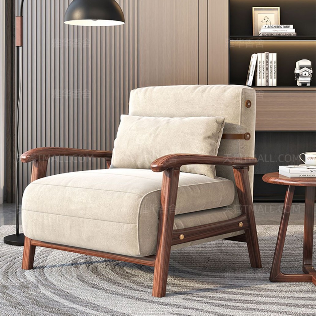 All Solid Wood Sofa Bed Retractable and Foldable Dual-Purpose Single Sofa Small Apartment Multi-Functional Living Room Single Lunch Break Chair