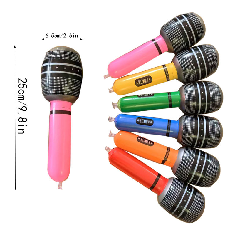 Cross-Border Hot Selling Pvc Inflatable Toy Microphone Stage Musical Instrument Props Karaoke Game Mini Microphone Party Balloon