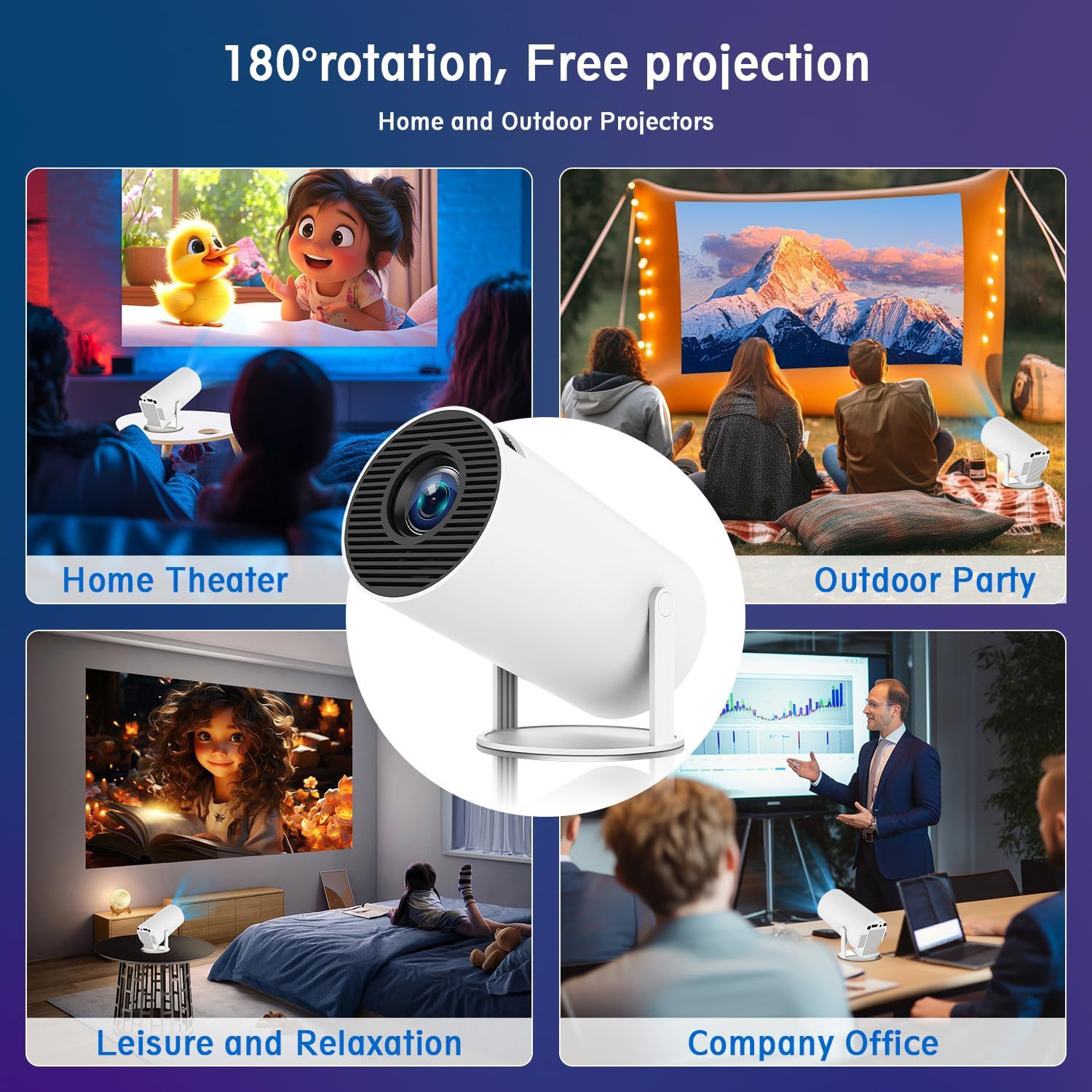 Cross-Border Hy300Pro Same-Screen Version Portable Mini Home High-Definition Projector Barrel Projector Factory Youtube