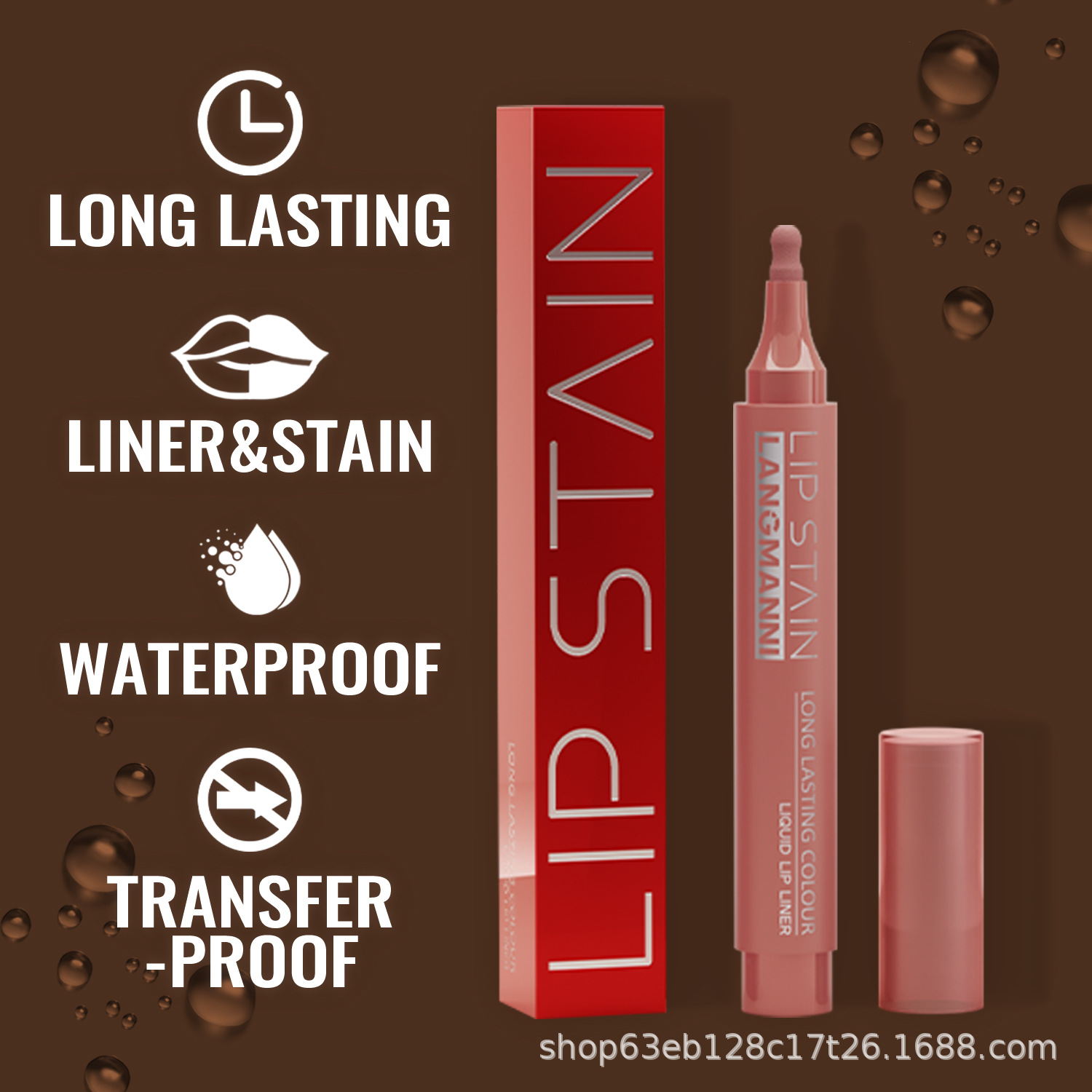 Langmanni's New Liquid Lip Liner, Lip Liner, Lip Gloss, Six Colors Available, Cross-Border Exclusive Temu Hot Style