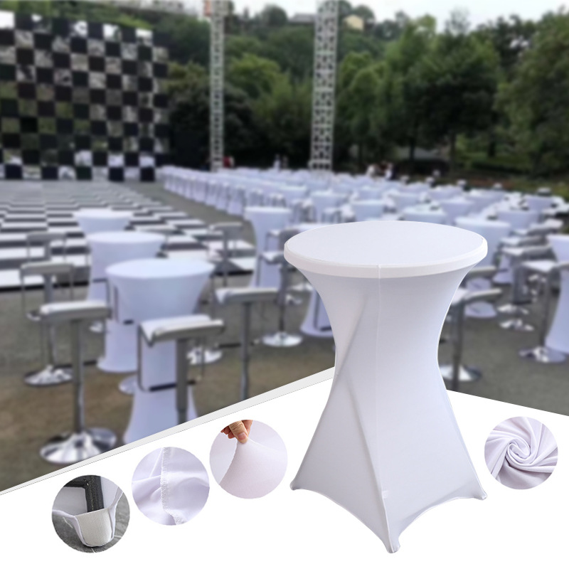 Factory Direct bar table solid color banquet cocktail table high leg tablecloth lifting table elastic round table cover