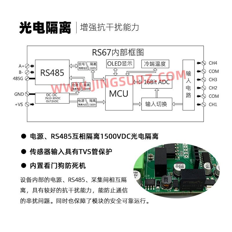 Rs485 Industrial Grade Intelligent Temperature Transmitter 4 Channel Pt100 Digital Display High Precision Thermocouple Acquisition Module
