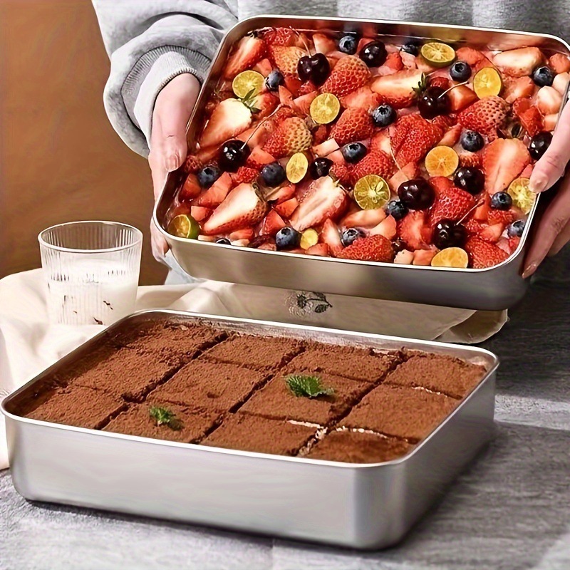 Southeast Asia Stainless Steel Preservation Box Marinated Tray Cold Dice Plate picnic plate storage box Tiramisu square plate
