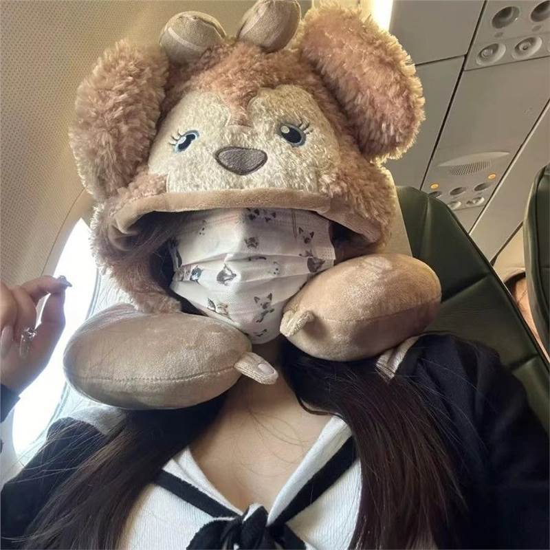 Shirley Mei Hat Headgear U-Shaped Pillow Airplane Travel High-Speed Rail Women's Autumn and Winter Travel Pillow Neck Protector Car Office