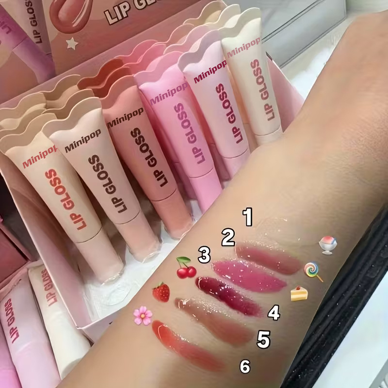 6-Color Cross-Border Popular Minipop Lip Balm Amazon and Aliexpress Best-Selling Makeup Lip Oil Foreign Trade Beauty Glossy Finish