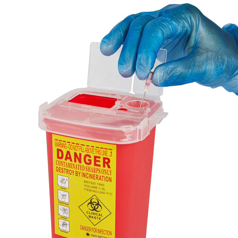 Foreign Trade Hospital Use Square Waste Puncture Sharp Box 1L Sharps Container Sharps Container