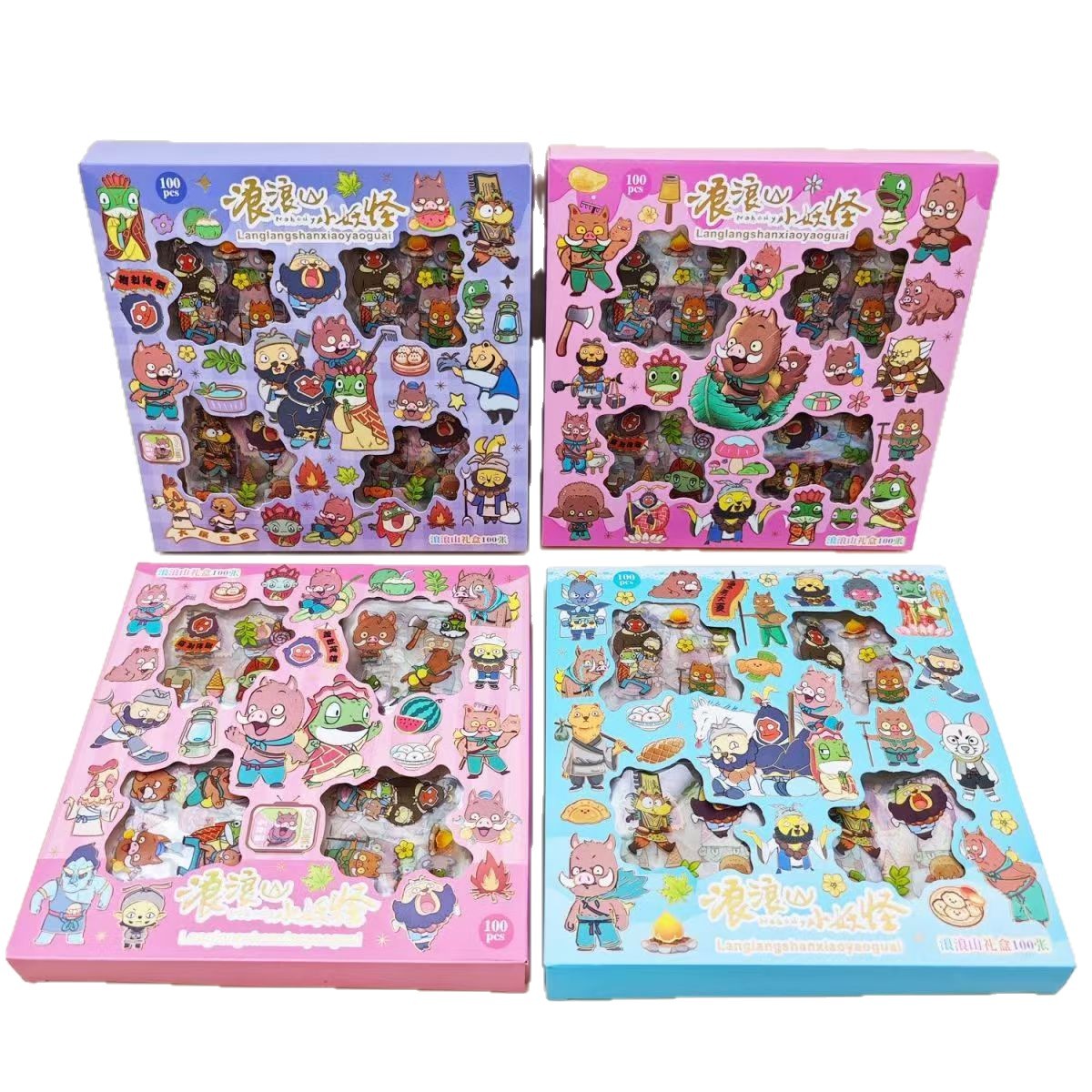 Live supply boxed cartoon 100 Journal stickers boutique supply transparent pvc Journal suit wholesale
