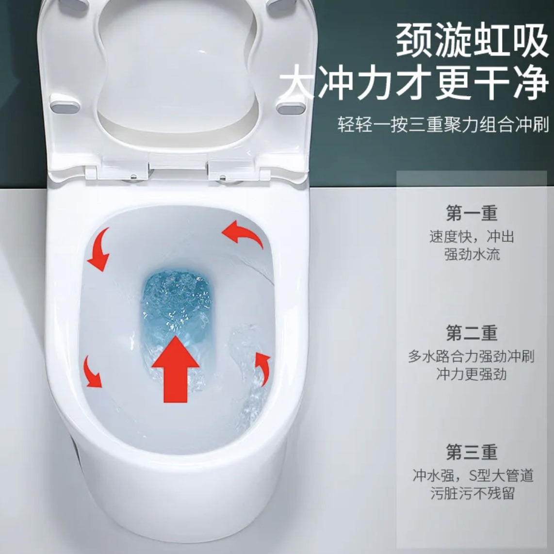 Bathroom Household Toilet Seat Large Diameter Anti-odor Anti-splash Silent Ultra-whirlpool Water-saving High-impact Toilet