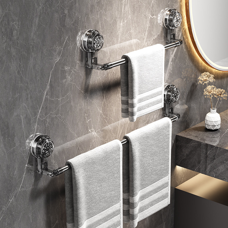 Выдвижная поворотная штанга для полотенцев с присосками, без сверления, для ванной и туалета