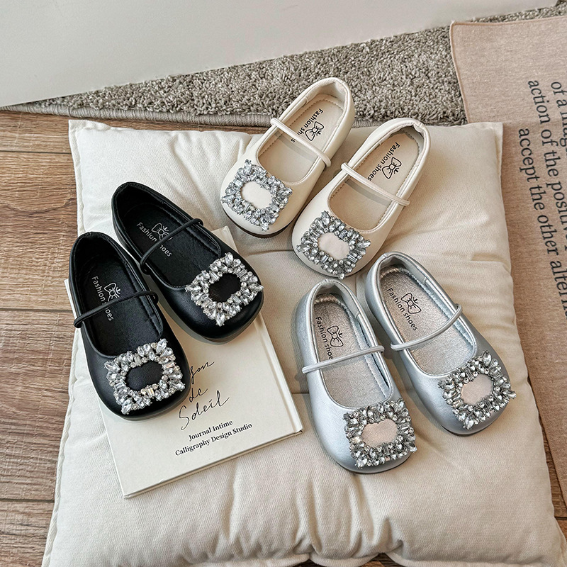 French Style Square Toe Ballet Shoes for Women 2025 Spring and Summer New Style Rhinestone Slip-Ons with Skirt Soft Sole Shoes