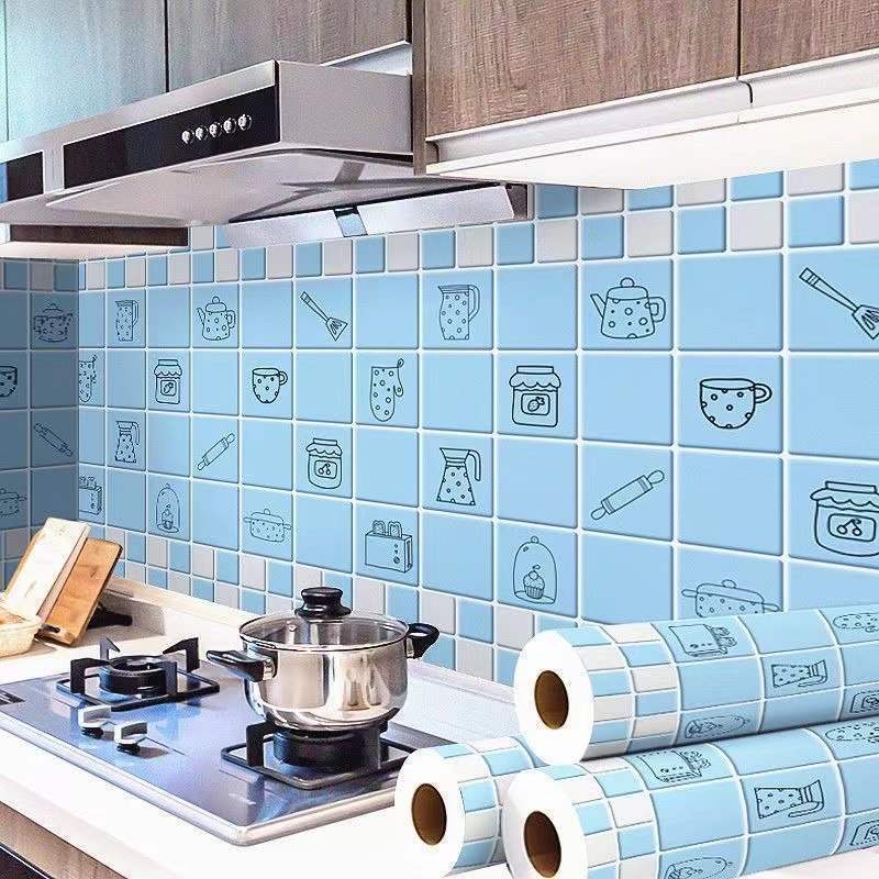 Thickened Kitchen Oil-Proof Stickers High Temperature Resistant Tiles Waterproof Countertop Self-Adhesive Stove Marble Wallpaper Cabinets