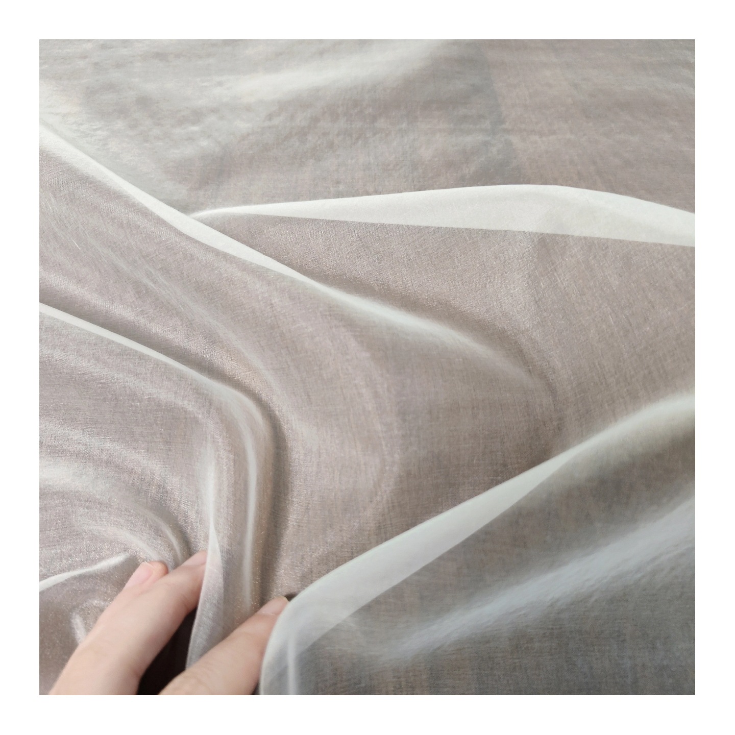 6mm Silk Organza Stiff Mulberry Silk Fabric Tulle Plant-Dyed Floral Silk Fabric Embroidered White Base Fabric