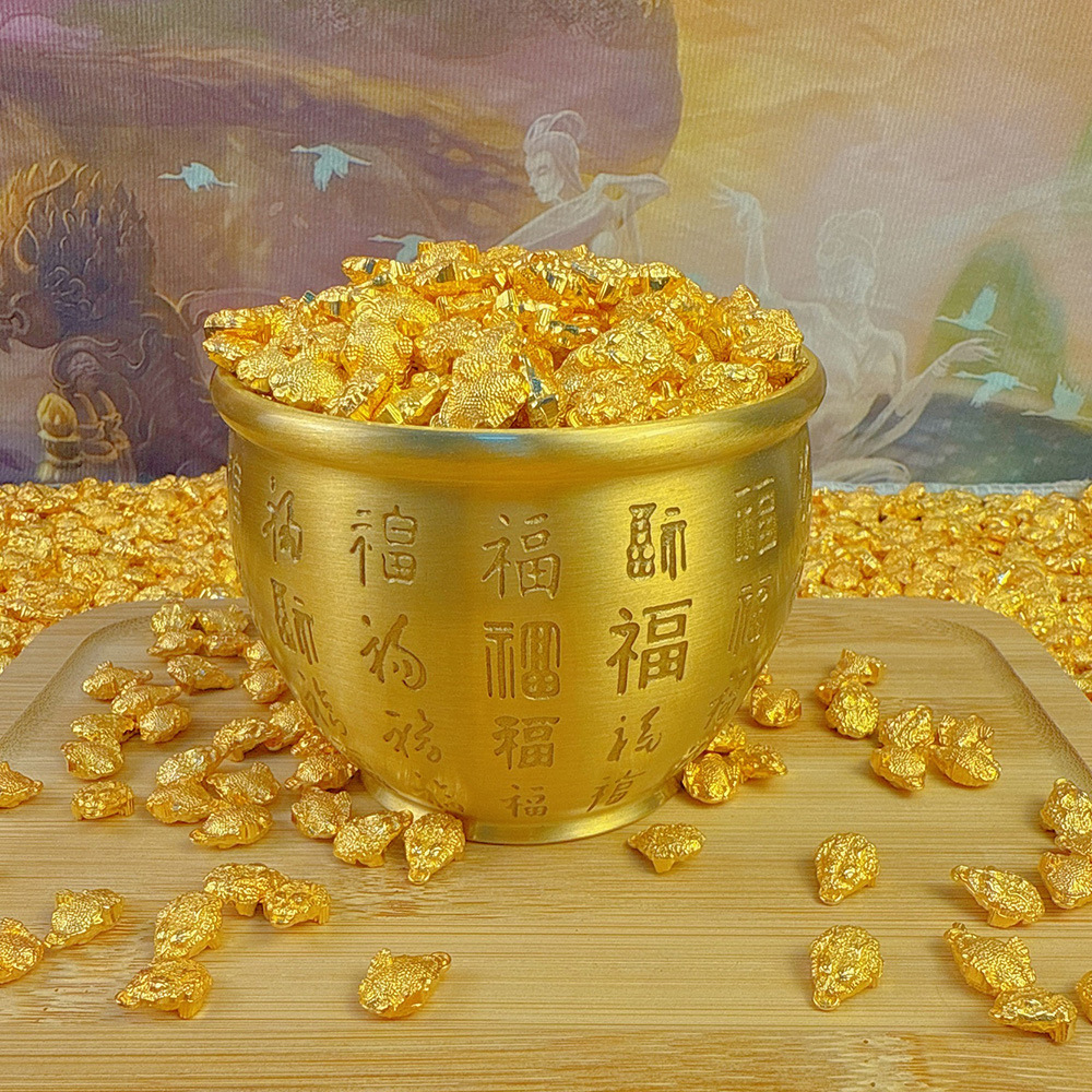 Solid Alloy Small Golden Toad Ornaments New Mini Imitation Gold Beans Cornucopia Filling Decoration Opening Gift