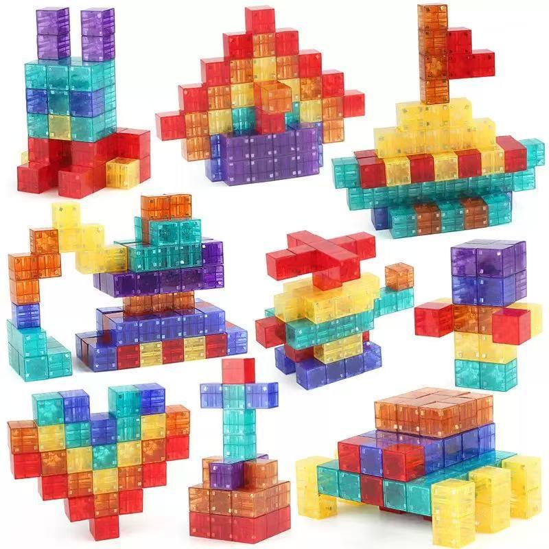 Cross-Border Assembled Magnetic 2cm Square Building Blocks Kidsren's DIY Cube Building Blocks Geometric Magnetic Toys