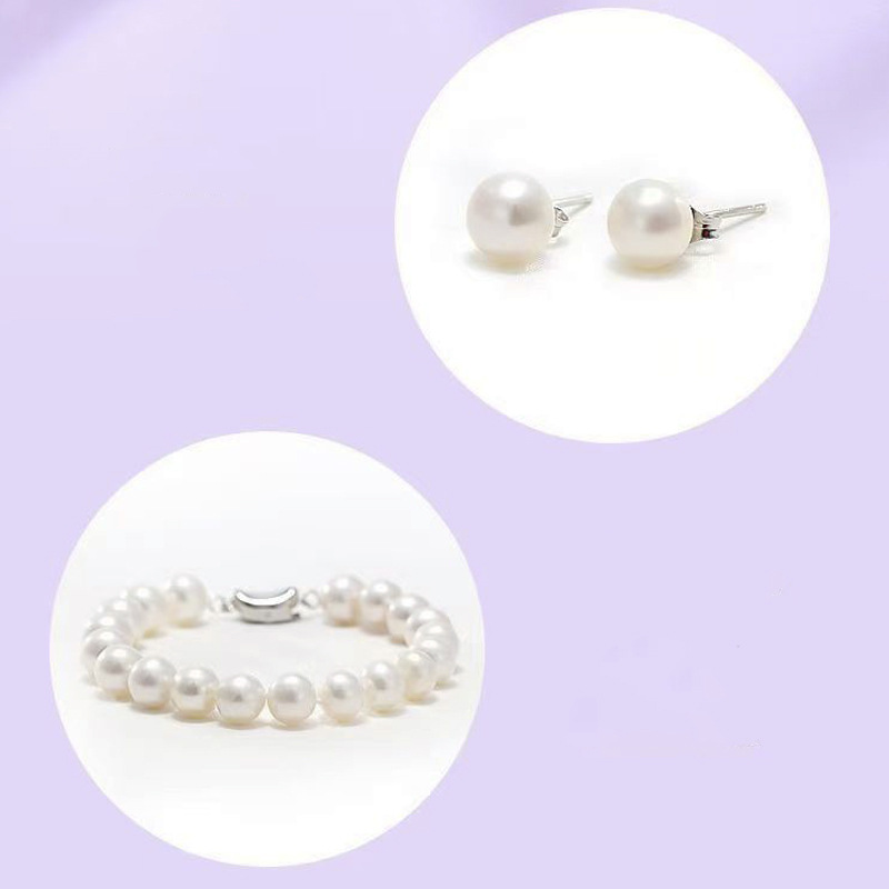 Natural Deep-Sea Pearl Gift Set Shell Necklace Jewelry Three-Piece Set Large Beads