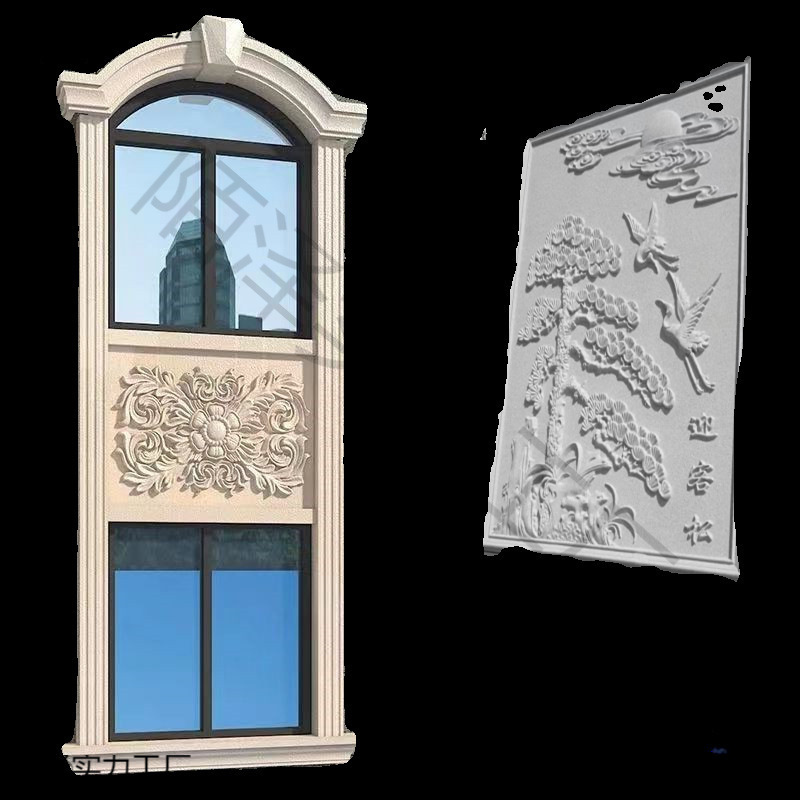 Foamed Ceramic Window Coverings, Column Wrapping, House Exterior Walls, Eps Foam Relief Flower Panels, Decorative Components, Leidezhu