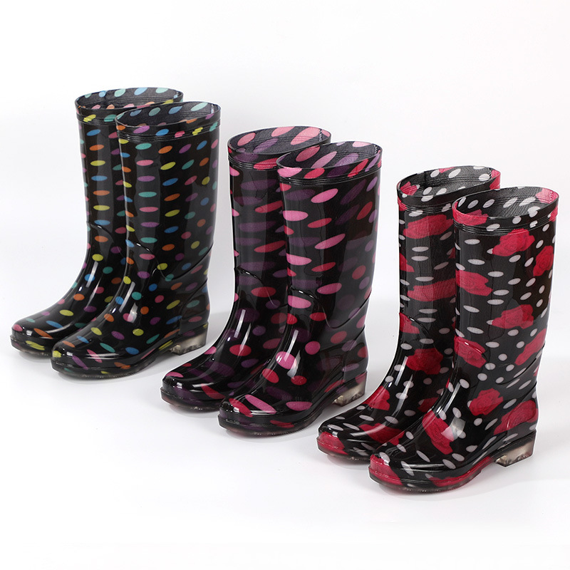 New high water shoes ladies velvet warm wear-resistant non-slip waterproof rain boots adult outdoor labor protection long rain boots