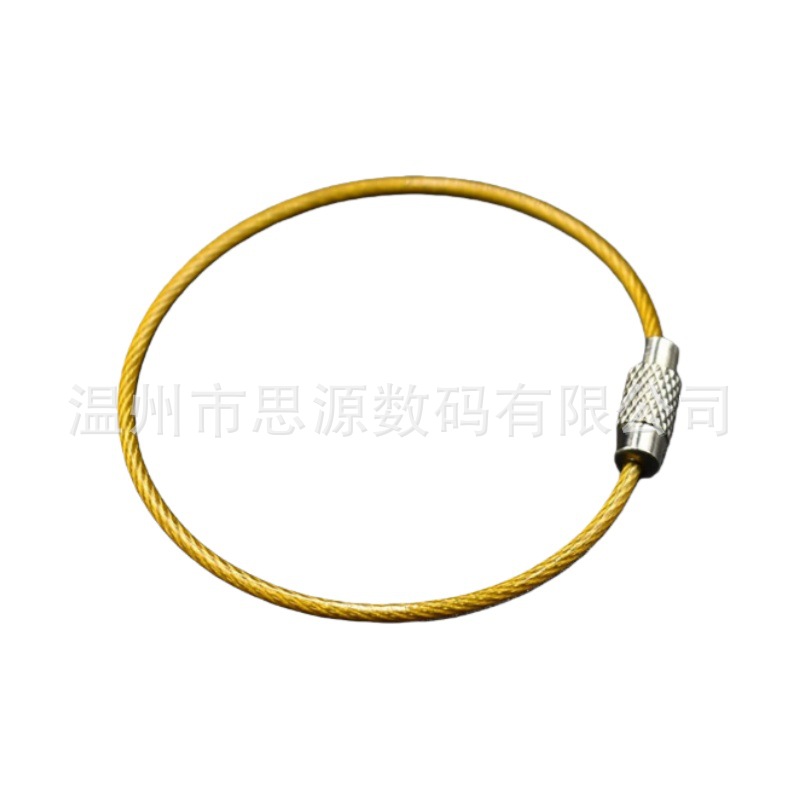 1.5X150Mm Color Coated Stainless Steel Wire Rope Keychain Metal Wire Ring Tag Hanging Buckle Steel Wire Lock Buckle