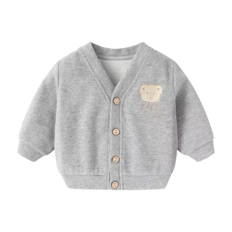 New Spring and Autumn Baby Cardigan Men's and Women's Baby Coat Bear Cardigan Candy Color Long Sleeve Western Style Coat