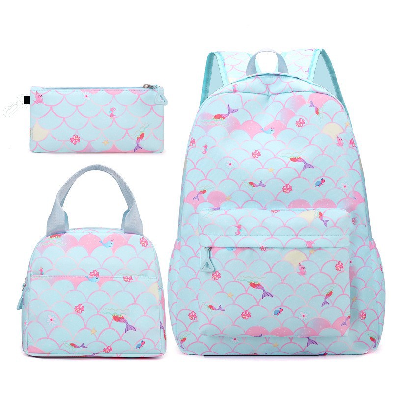 Student Schoolbag Three-Piece Set Foreign Trade Middle School Student Schoolbag Backpack Female Junior High School Student Large Capacity High School Student Backpack