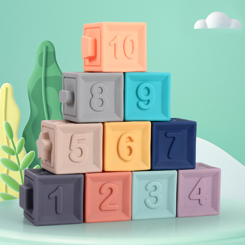 Игрушки для детей, мягкий пластиковый набор Дженга, игрушка-головоломка для раннего образования, жевательные объемные строительные блоки