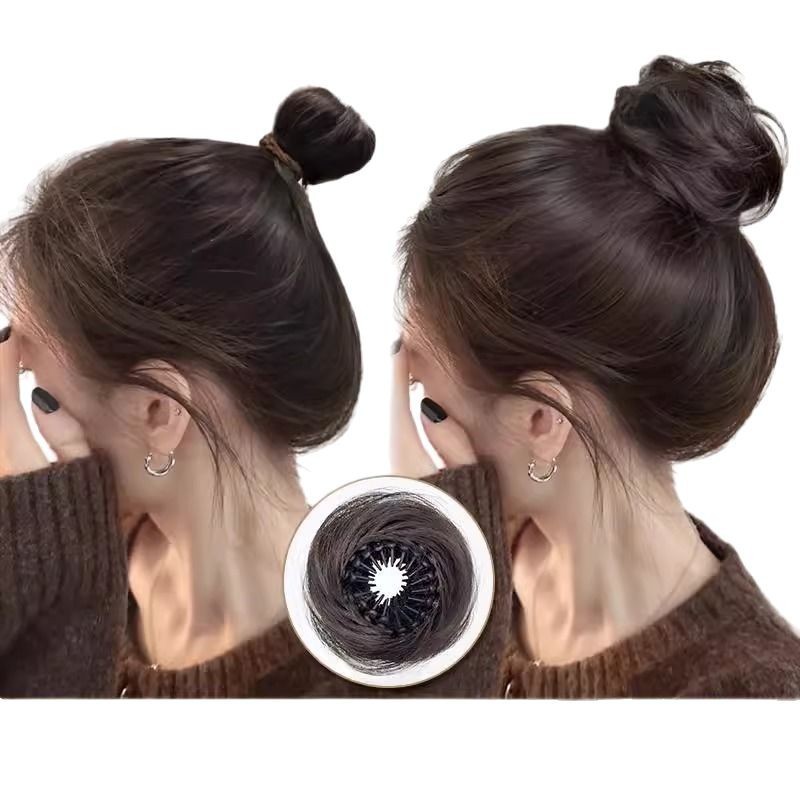 Bird's Nest Ball Head Wig Hair Ring Women's Black Technology Telescopic Daughter Hair Dragon Whose Flower Bud Hair-increasing Wig Bag