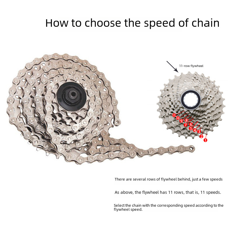 FSC mountain bike chain 8/9/10/11S24/27/30/33 speed 116L electroplated hollow variable speed chain accessories