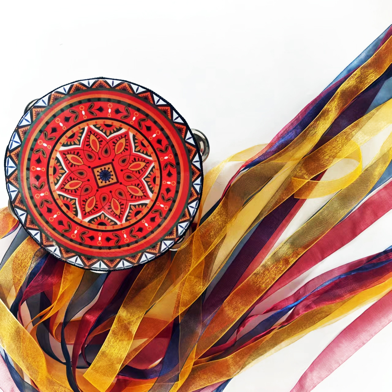 Dunhuang Dance Instrument, Flying Tambourine, Xinjiang Uyghur Tambourine, Han Dynasty Hand-Held Photo Drum, Ribbon Drum, Tang Drum