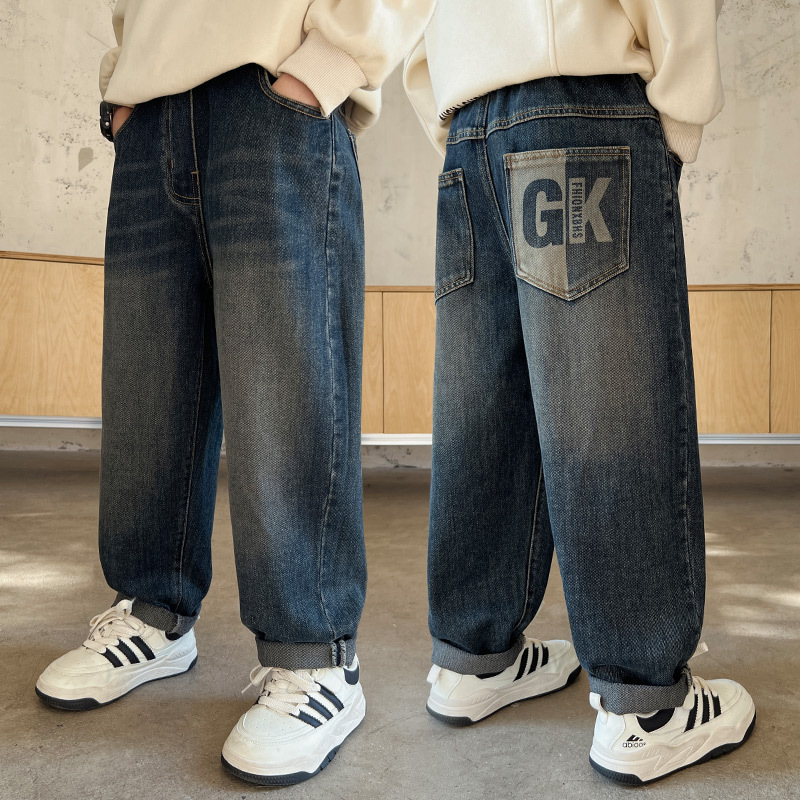 Boys' Pants Spring and Autumn 2025 New Stylish Children's Clothing Casual Jeans Boys' Autumn Fashion Long Pants Trendy