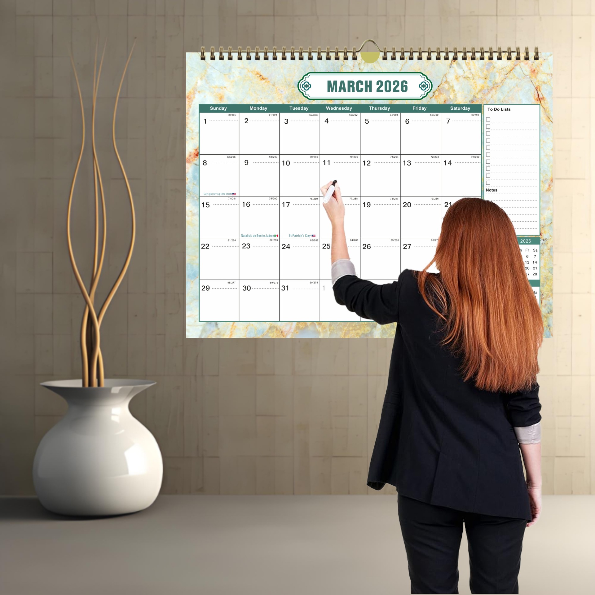 2026-2027 Wall Calendar Usa Canada Deyuan Monthly Calendar Desk Calendar Holiday English Version Calendar Cross-Border Hot Sale