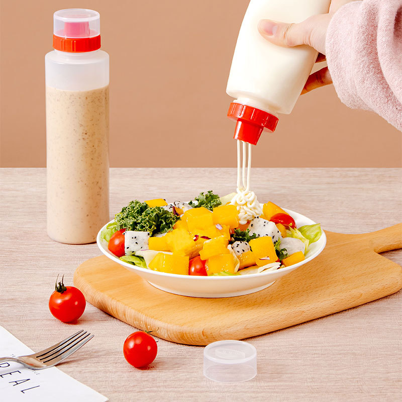 PE three-hole squeeze sauce bottle sauce seasoning pot salad bottle three-mouth squeeze bottle jam bottle three-head salad bottle cream bottle