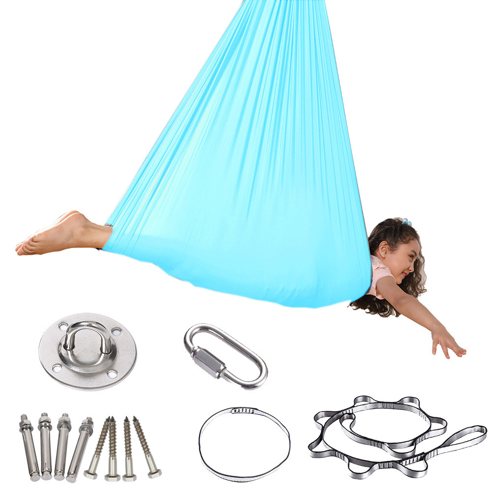 Factory direct in stock stretch children's sensory swing adult indoor hammock with fixed link ring double belt