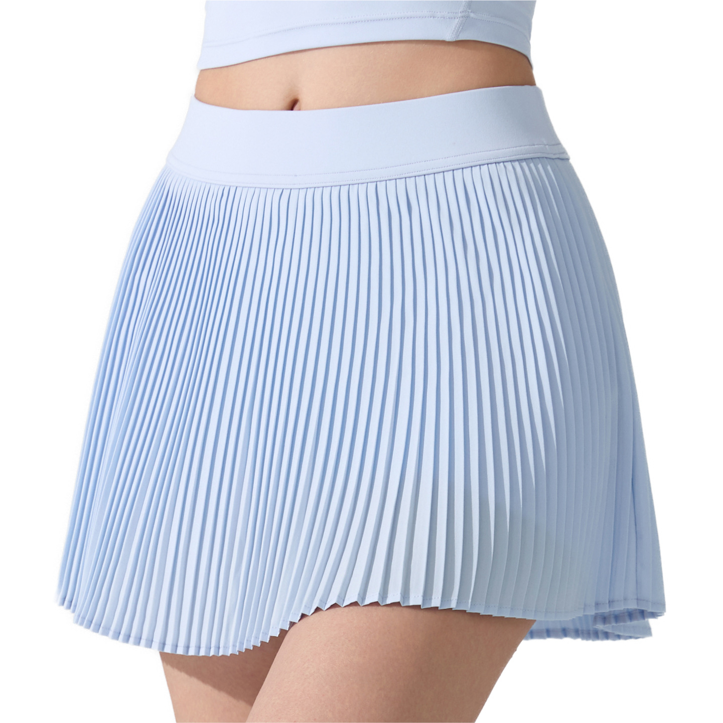 Nude Antibacterial Yoga Skirt High Waist Quick Drying Sports Pleated Fitness Running Badminton Tennis Outdoor Anti-Exposure