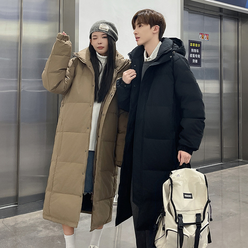 Cross-border batch of new autumn and winter lovers with long knee-length down jacket men's play women's loose casual warm coat