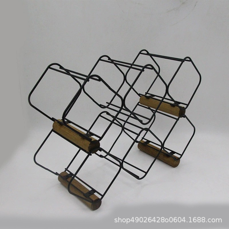 Hot-Selling High-Quality Wooden Wine Rack, Thickened Iron Wine Display Rack, Wine Shelf, Wooden Three-Tier Wine Rack